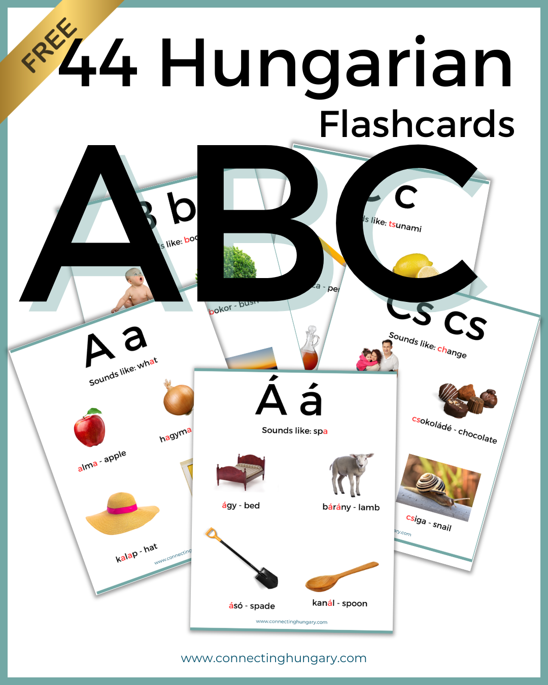 44 downloadable Hungarian ABC Flashcards
