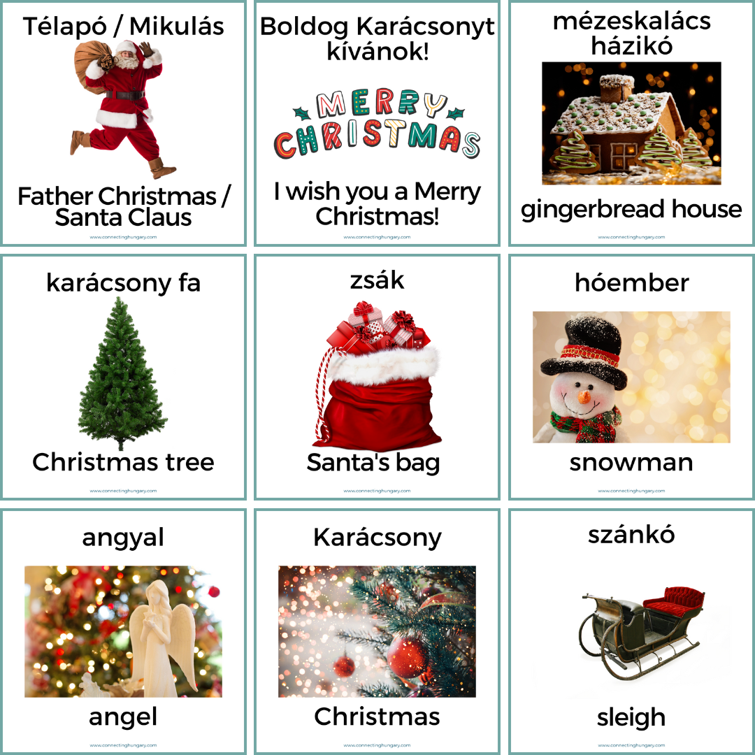 merry christmas in hungarian flashcards