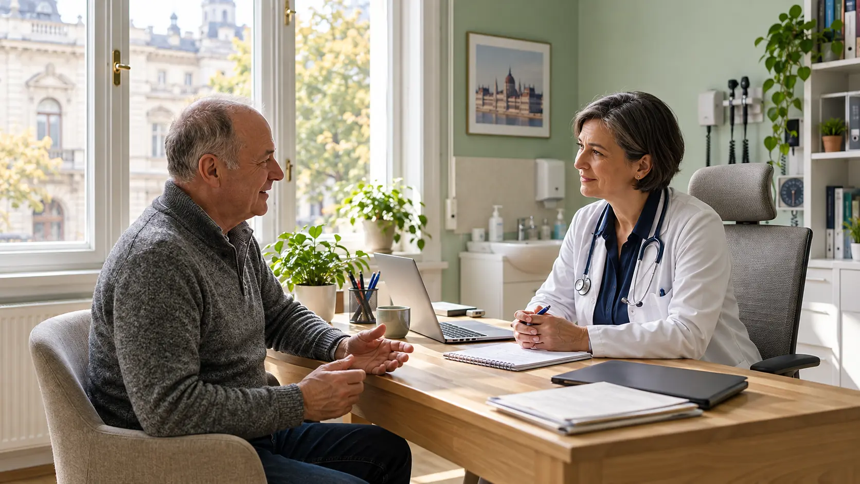 Reassuring consultation in a Budapest clinic